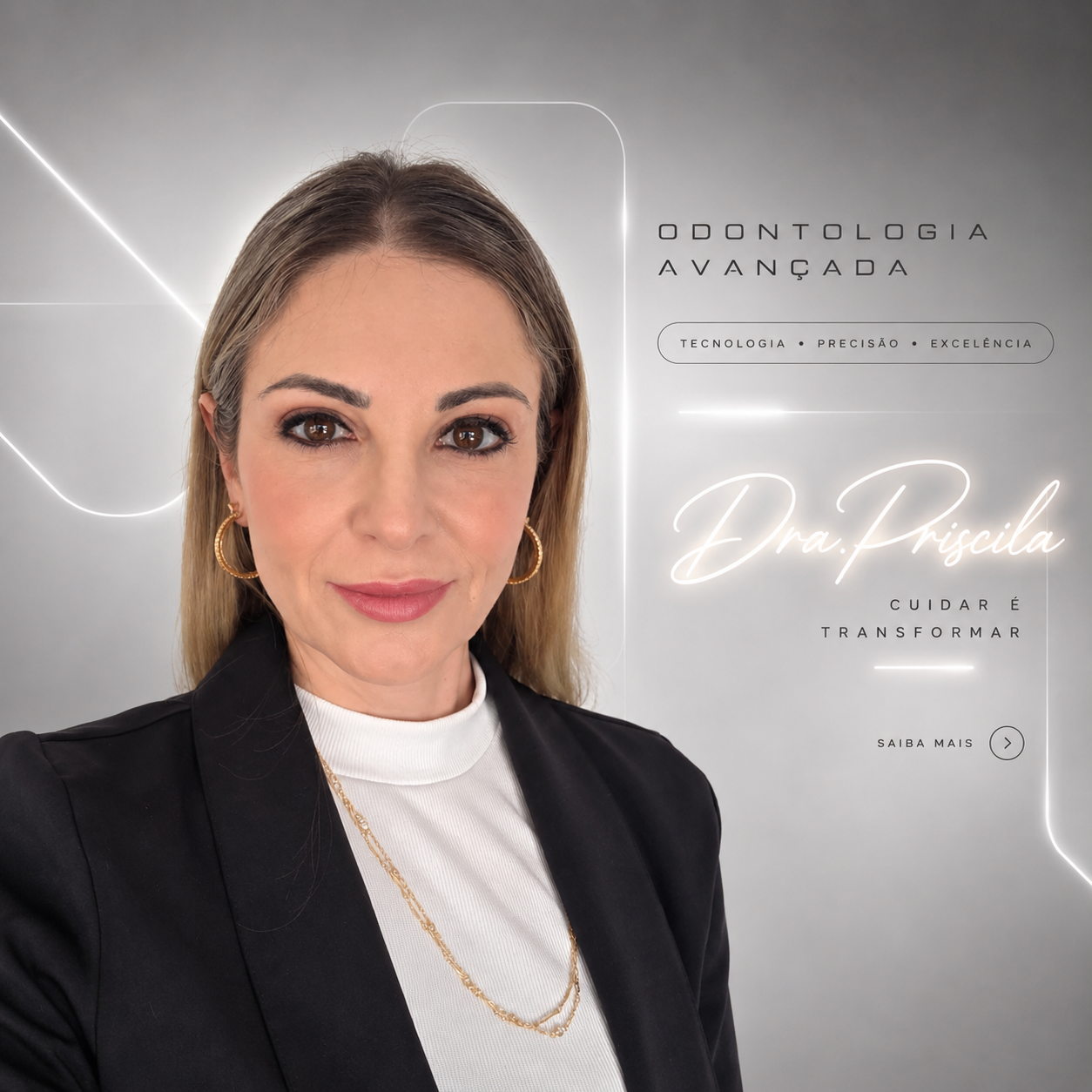 Dra. Priscila em sua clínica de odontologia